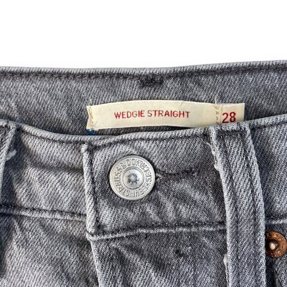 Levi's Wedgie Fit Straight Jeans Womes Sz 28 Smoky Skies High-Rise Big 'E' Denim - Picture 6 of 14